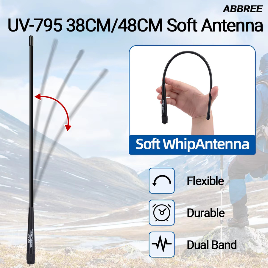 ABBREE UV-795 Dual Band Flexible Antenne mit SMA-Buchse in Schwarz für Baofeng UV-17, DM-1701, M-13 PRO und Quansheng UV-K6 Walkie Talkie - Bild 2