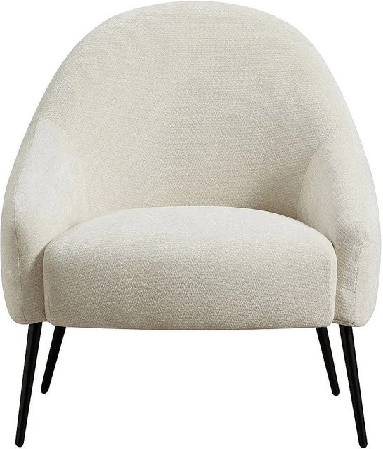 Vente-unique Sessel Ribedi mit gerader Rückenlehne und Armlehnen in Beige mit Metallrahmen und Strukturstoff, Höhe: 73,5 cm - Bild 1