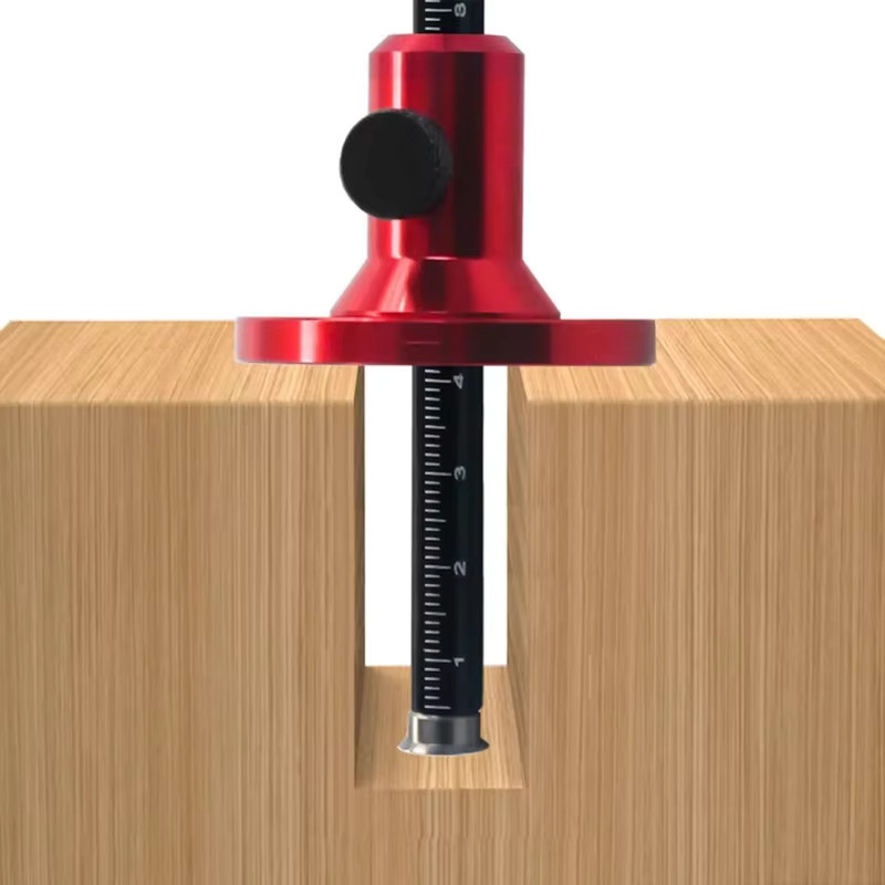 Multifunktionales Glasritzrad und Markierungswerkzeug für Holzbearbeitung mit Zoll- und Millimeter-Skala in Rot - Bild 2