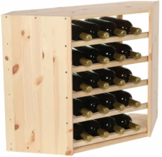 PROREGAL Modulares Weinregal Vincellar Eckmodul aus massivem Kiefernholz, Farbe Braun, H x B x T: 60 x 30 x 30 cm, Platz für 18 Flaschen - Bild 1