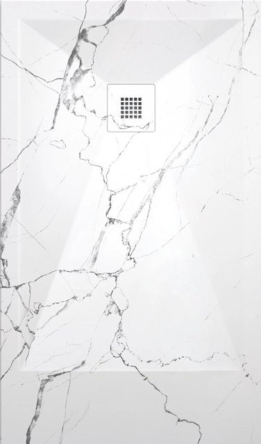 Mirlo Duschwanne aus Mineralguss Extra Flach Dekor Arabesco Weißes Marmor B/T: 70 x 100 cm - Bild 1