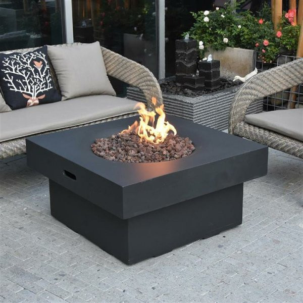 Elementi Gasfeuerstelle Branford in Beton-Optik aus Faserbeton, Schwarz, B/T/H: 87,0 x 43,0 x 45,0 cm - Bild 1