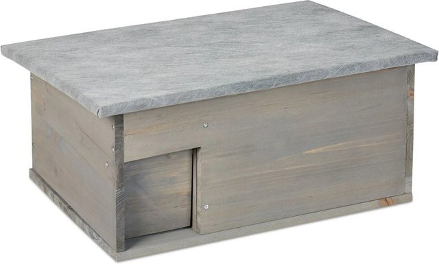 Relaxdays Igelhaus Bausatz aus Tannenholz in Grau, wasserdicht, B/T/H: 46 x 21 x 34 cm - Bild 1