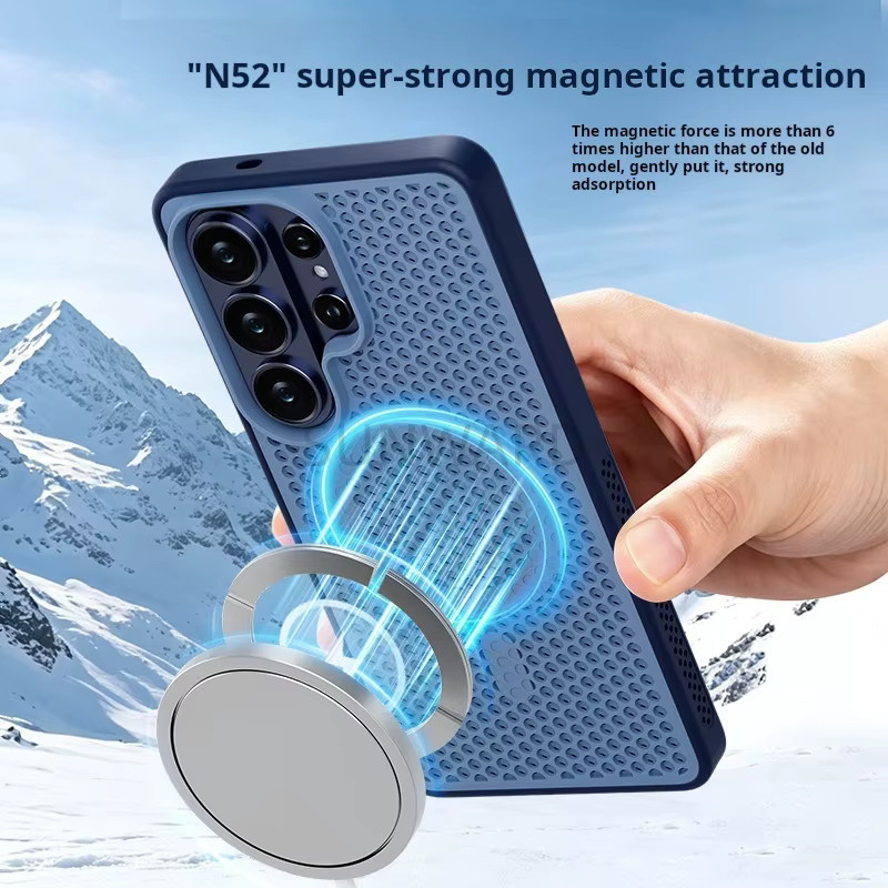 Magsafe Magnetische Handyhülle mit Wabenstruktur für Samsung Galaxy S23 S24 S25 S26 Ultra in Grau oder Blau - Bild 3