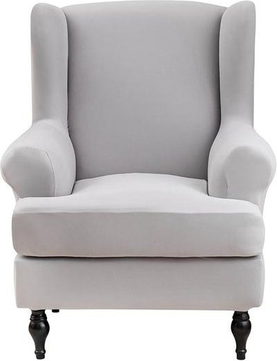 YZFZP Elastischer Sesselbezug mit Fußstützenbezug für Wingback-Sessel, Grau - Bild 1