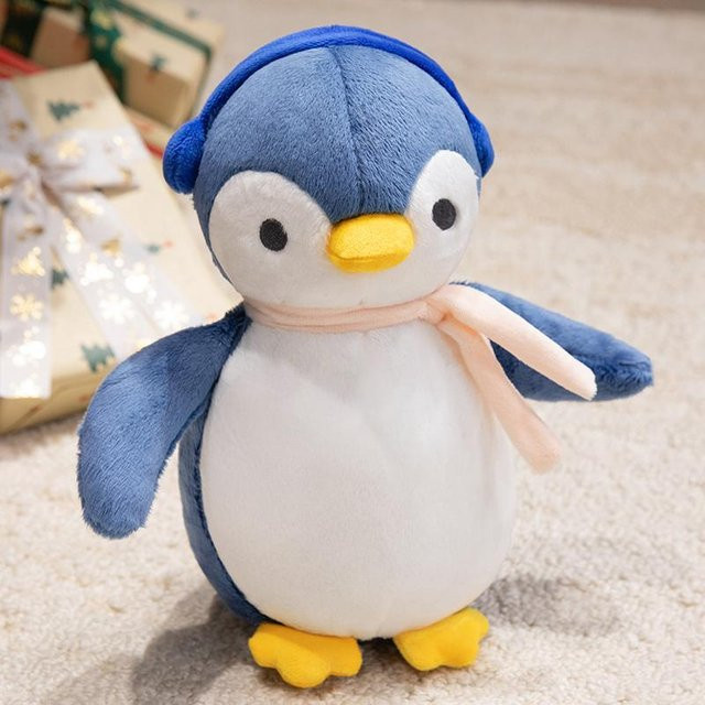 Yiran Health & Beauty Pinguin Puppe, Plüschtier, 25cm, Grau Blau Rosa - Bild 1