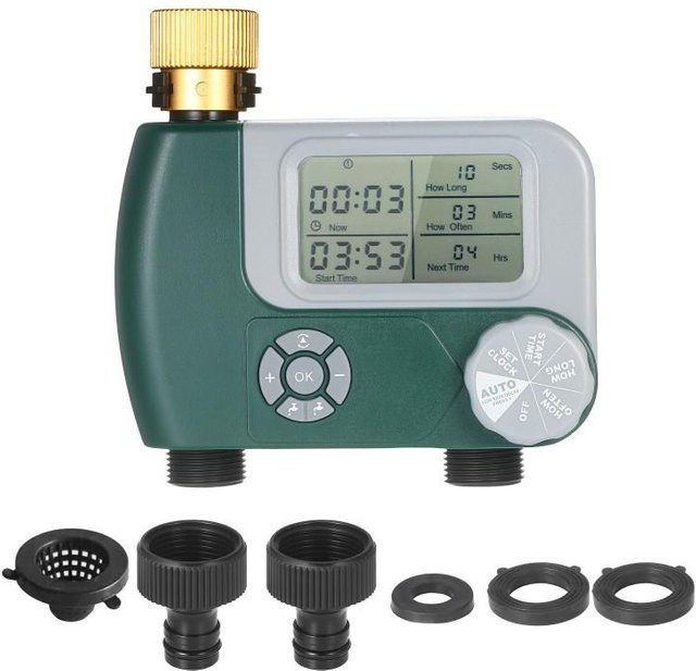 TOMTOP JMS Programmierbarer digitaler Schlauch-Wasserhahn-Timer mit Display, batteriebetriebenes automatisches Bewässerungssystem für den Außenbereich mit US-Wasserhahnanschluss - Bild 1