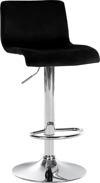 DELUKE Barhocker PESAN Barstuhl aus Samt in Schwarz mit Silber, höhenverstellbar, drehbar mit Lehne, B/T/H: 39 x 36 x 83 cm - Bild 1