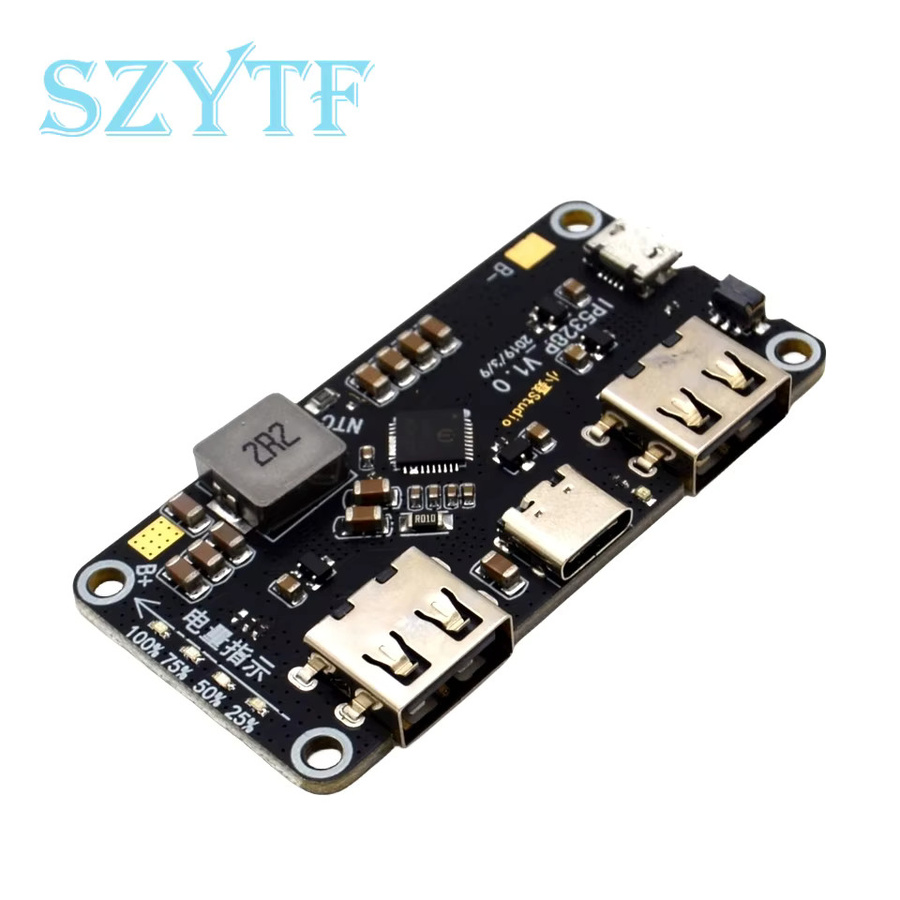 SZYTF Bidirektionales Schnelllade-Schaltmodul IP5328P für mobiles Motherboard, Schwarz, 3,7 V Boost 5V 9V 12V - Bild 2