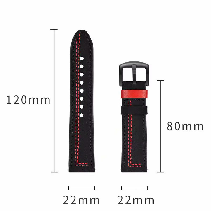 KOSPET Uhrenarmband Leder, Schwarz, 22mm - Bild 3
