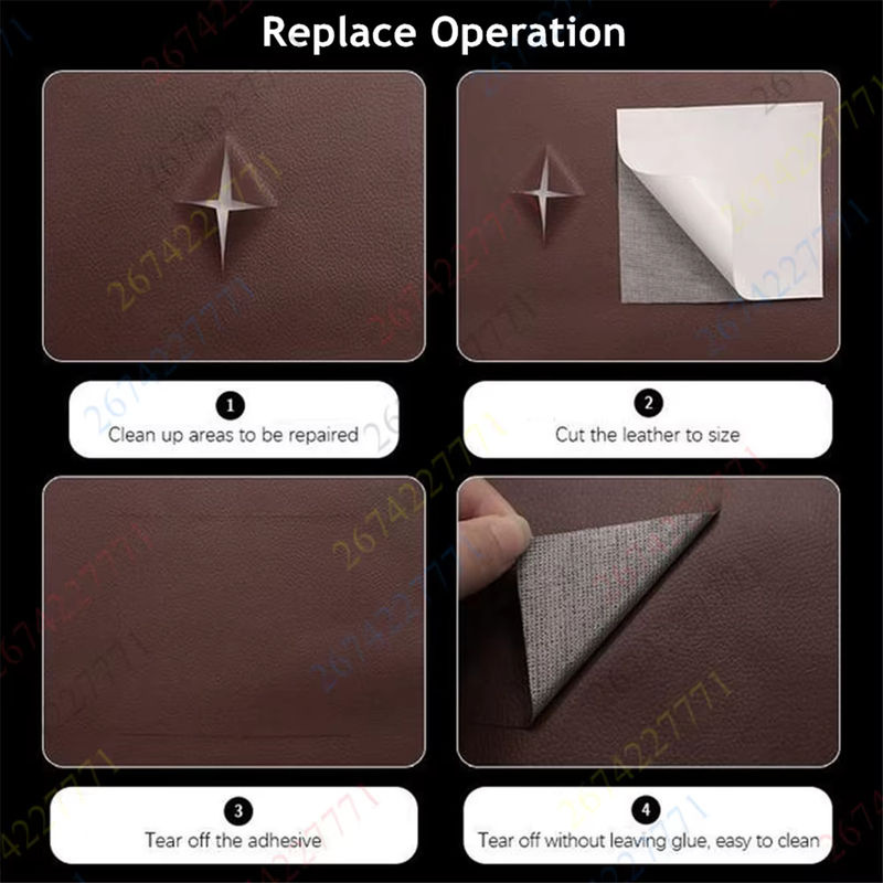 Selbstklebende Fix Patch Reparatur-Aufkleber aus PU-Leder für Sofa und Möbel in Beige - Bild 4