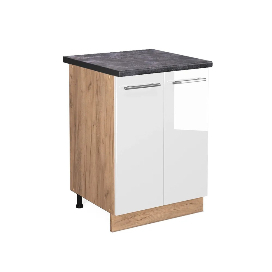 Vicco Küchenunterschrank Fame-Line in Weiß Hochglanz und Eiche mit Anthrazit, B/T/H: 60 x 60 x 82 cm - Bild 2