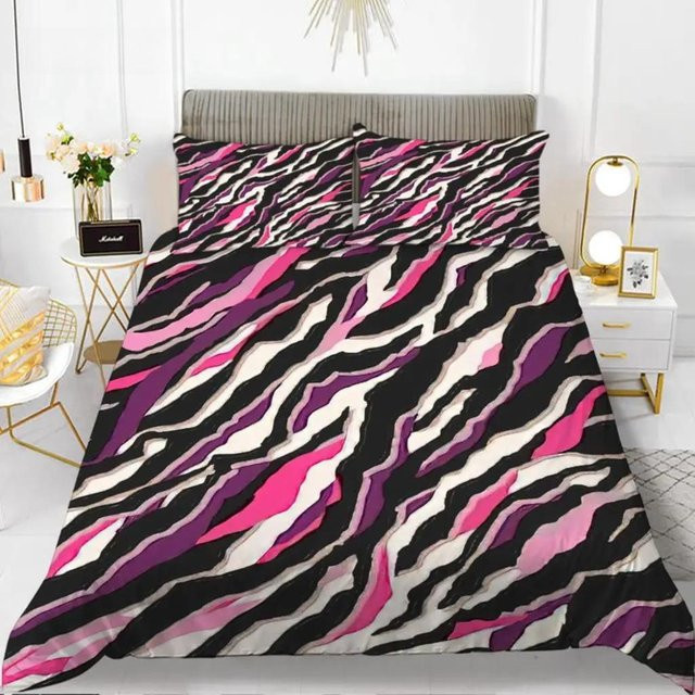 Bettwäsche-Set mit Zebra-Muster in Rot und Schwarz von Your Warm Home, King Size aus Polyester mit Deckenbezug und Kissenbezug, B/H: 133 x 70 cm - Bild 1