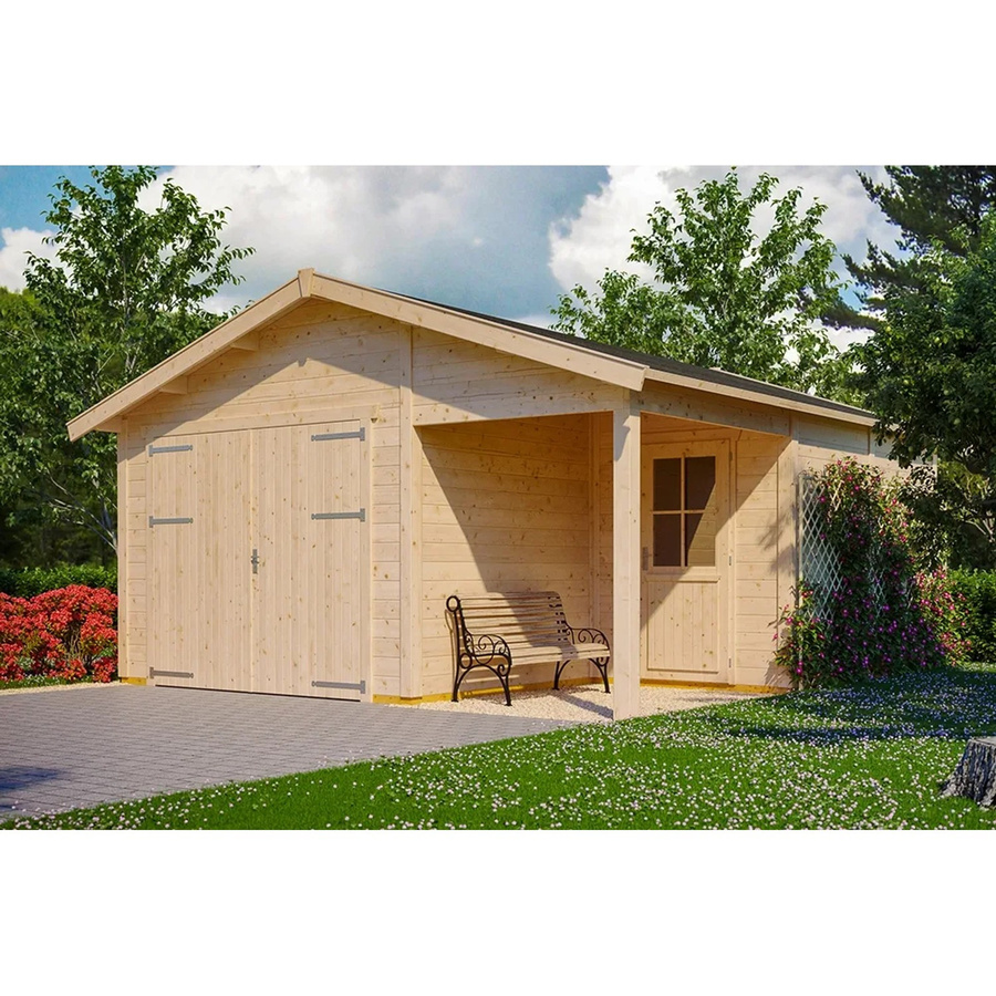 Holzgarage Varberg von Skan Holz in Natur und Beige, B/T: 500 x 525 cm - Bild 2