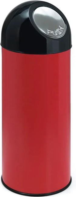 PROREGAL Klassischer Abfallbehälter mit Pushdeckel aus Metall, Rot, H x B x T: 84 x 31 x 31 cm - Bild 1