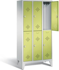 C+P Spind Classic doppelstöckig mit 6 Türen, Korpus Lichtgrau und Front Viridingrün, H x B x T: 185 x 90 x 50 cm - Bild 1