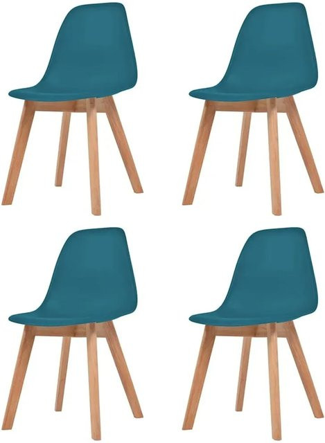 Set aus 4 vidaXL Esszimmerstühlen in Türkis aus Kunststoff und Gummibaumholz im modernen Design - Bild 1