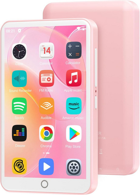 Oilsky M303 Pro Android MP3-Player in Pink mit 16GB/80GB Speicherkapazität, 4-Zoll-IPS-Touchscreen, Wi-Fi und Bluetooth 5.0 sowie eingebautem FM-Radio und Lautsprecher - Bild 1