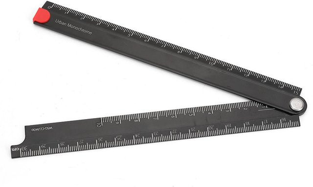 Faltbares 90-Grad-Metalllineal aus Aluminiumlegierung, Länge: 30 cm, Farbe: Schwarz - Bild 1