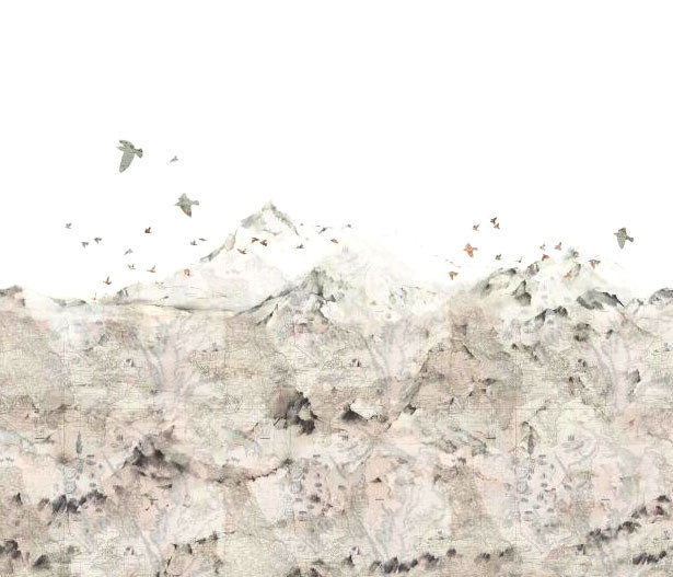 Rebel Walls Mural Paper Mountains Wandtapete Modern Grau - Bild 1