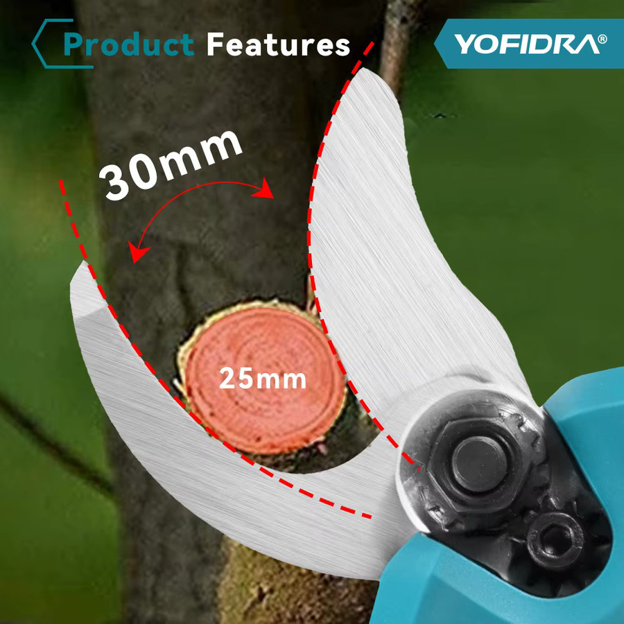 YOFIDRA Bürstenlose elektrische Gartenschere für Makita 18V Akkus, Akku-Astschere zum Beschneiden von Sträuchern und Obstbäumen, 30mm Schnittkapazität, Blau - Bild 3