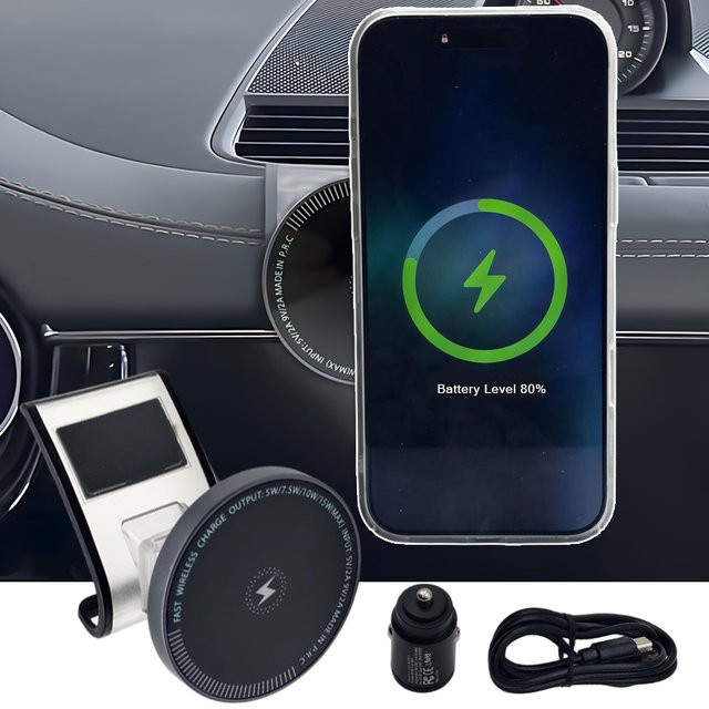 AOSRRUN Magnetische Drahtlose Ladestation für Porsche Panamera 2017-2022, 15W Smartphone-Halterung in Schwarz - Bild 1