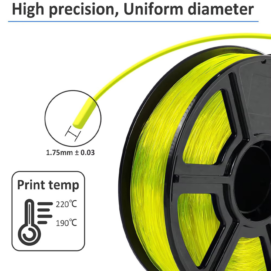 3D Maliang TPU Filament für FDM 3D-Drucker, 1,75 mm, transparent gelb, 250 g Spule - Bild 2