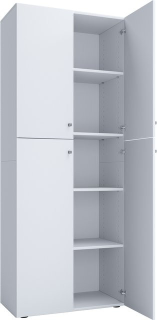 VCM Büroschrank Lona mit Drehtüren in Weiß, B/H/T: 70 x 182 x 39 cm - Bild 1