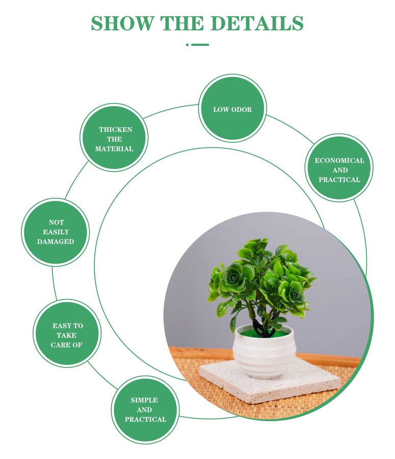 Uflower Künstlicher Bonsai als Topfpflanze in Weiß für Schreibtisch und Büro - Bild 5