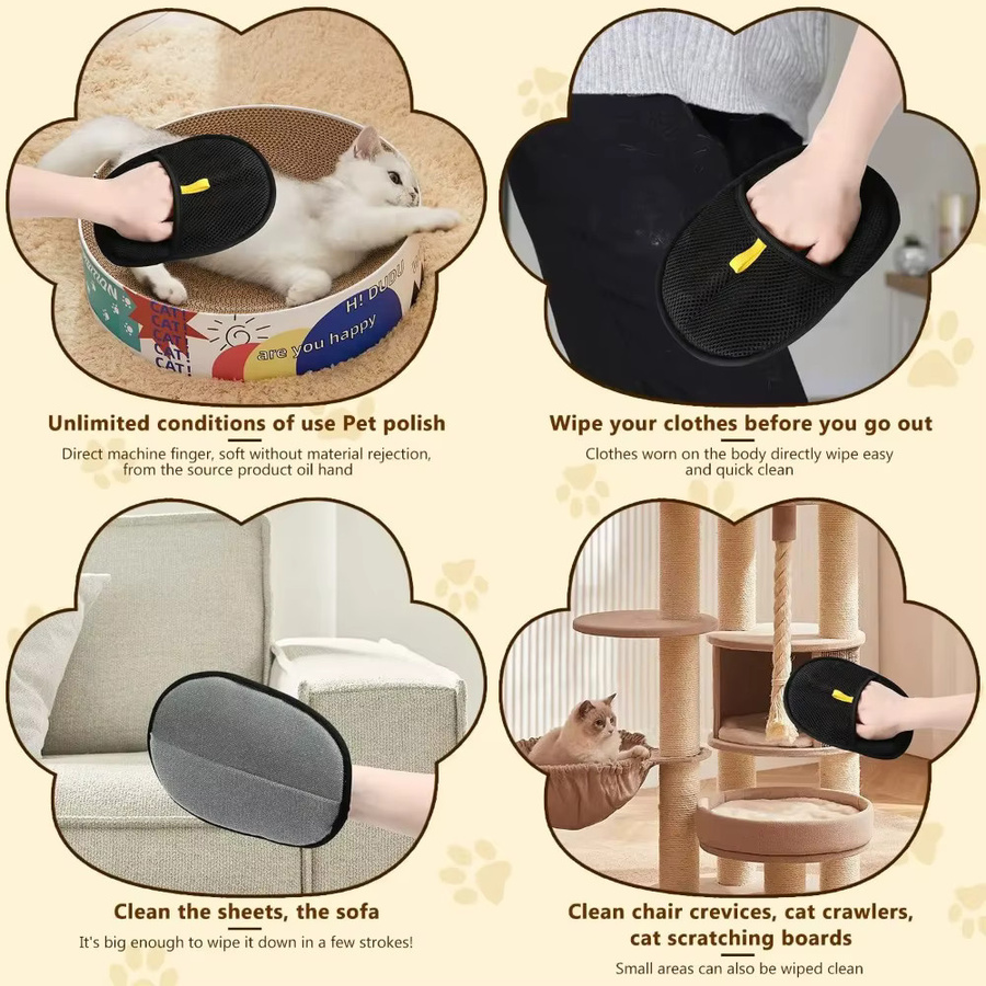 XMSJ Doppelseitiger Tierpflege-Handschuh als Fellentferner und Massage-Tool für Hunde und Katzen sowie Fusselbürste für Möbel und Kleidung - Bild 5