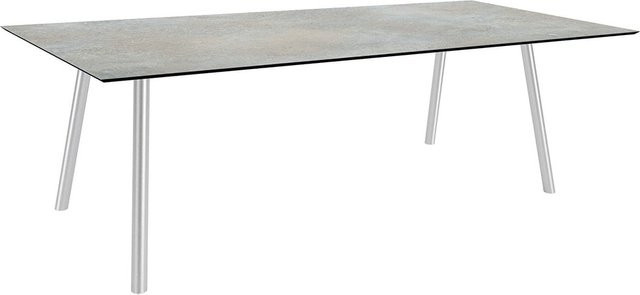 Stern Interno Esstisch mit Rundrohr-Gestell aus Edelstahl und Quartz Tischplatte in Silverstar, B/T: 220 x 100 cm - Bild 1