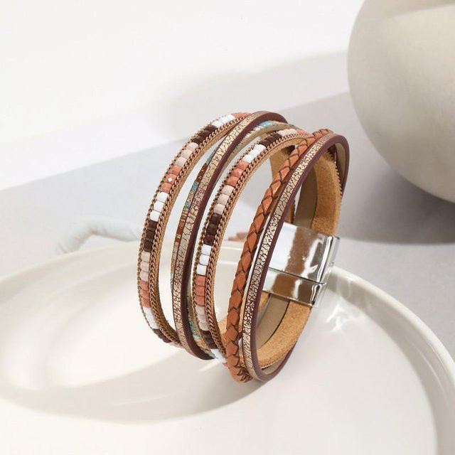 FFJB Wickelarmband, PU-Leder, Khaki, Damen - Bild 1