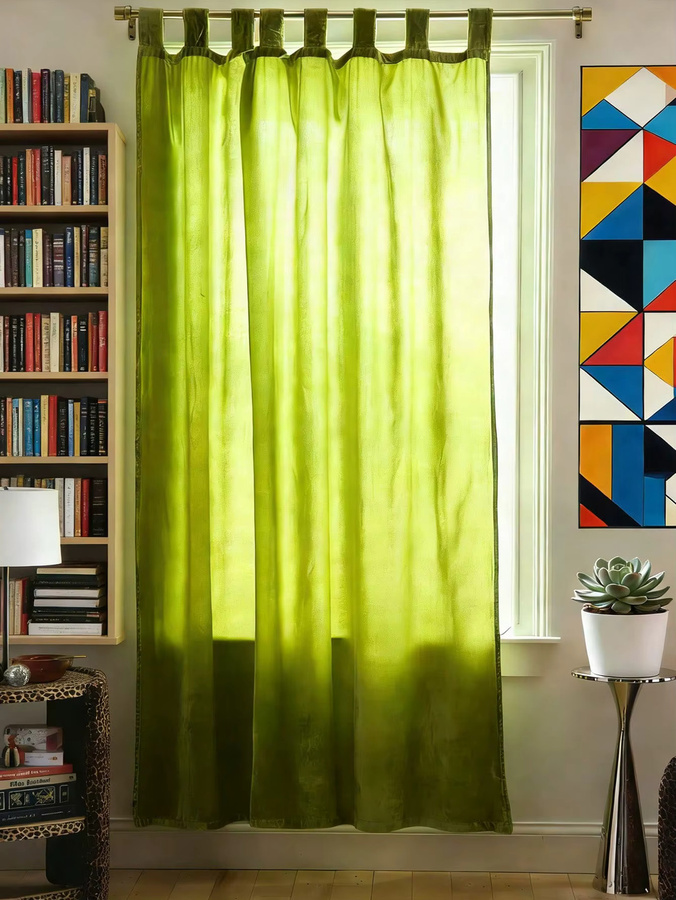 EASHION Samt-Deckenvorhänge im Landhausstil, Hellgrün, Blickdicht, Breite: 60 cm, Höhe: 130 cm - Bild 2