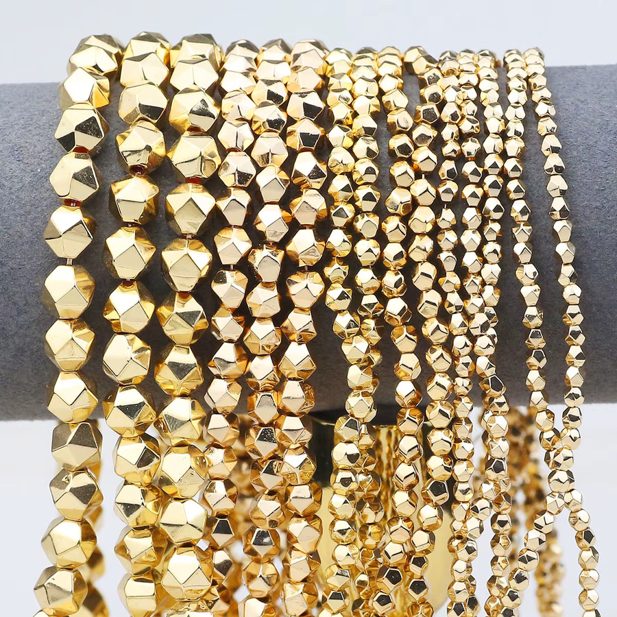 JHNBY Perlen Hämatit, facettiert, rund, schwarz, 2/3/4/6mm, Charms - Bild 1