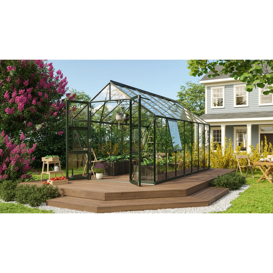 Vitavia Gewächshaus Olymp 11500 in Smaragdgrün mit Sicherheitsglas, Aluminiumrahmen und Fundament, 11,5 m² - Bild 2
