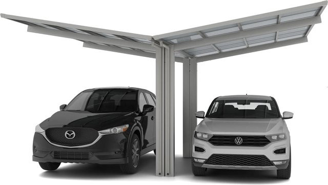 Ximax Doppelcarport Linea Typ 80 in Edelstahl-Look, B/T: 547,6 x 495,4 cm, silberfarben - Bild 1
