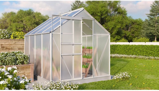 Vitavia Gewächshaus Comet 5000 HKP mit Comfort-Set aus Aluminium und Polycarbonat in Silber und Transparent - Bild 1