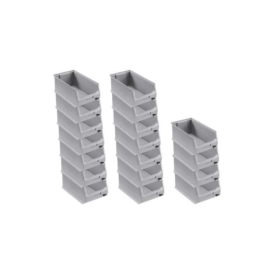 PROREGAL SuperSparSet 18er Pack Sichtlagerboxen Grau, H x B x T: 15 x 20 x 35 cm, 7,2 Liter pro Behälter - Bild 2