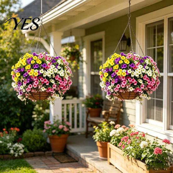 Pure Glow Künstliche Petunienblumen in Mehrfarbig, UV-beständige Seidenblumen für Hängekörbe und Garten-Dekoration im Außenbereich - Bild 1