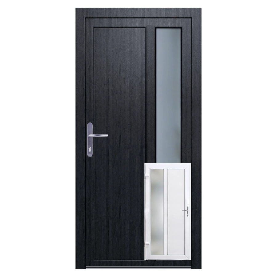 Panto Nebeneingangstür K511 DIN L mit Glaseinsatz, modern, innen weiß / außen anthrazit, B: 98 cm, H: 198 cm - Bild 2