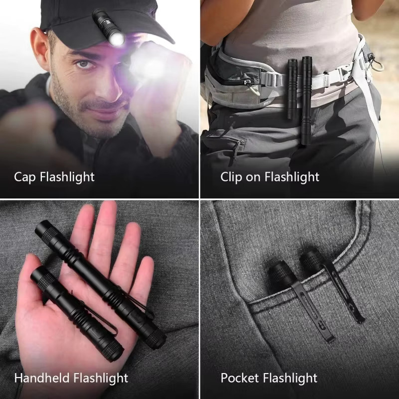 XIWANGFIRE Mini-LED-Taschenlampe in Schwarz, tragbare Taschenstiftleuchte mit 1000 Lumen, wasserdichte Metall-Taschenlampe für medizinische Notfälle und Outdoor-Einsätze, betrieben mit AAA-Batterie - Bild 5