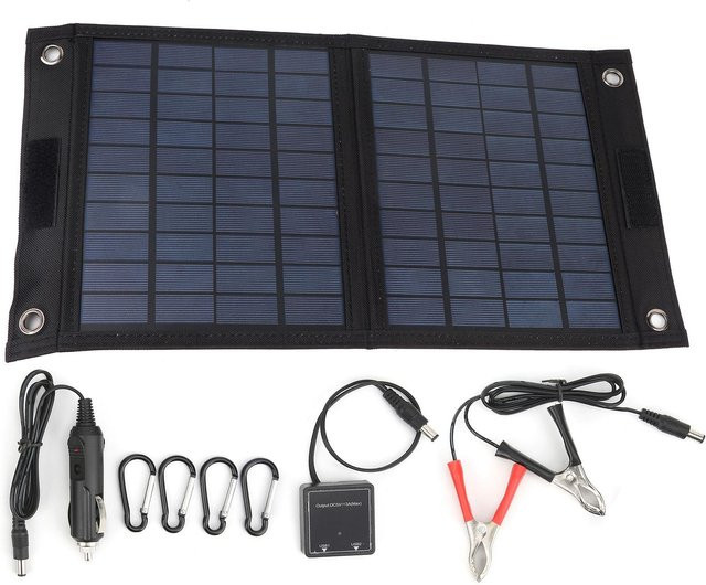 Koogeelife Flexibles Solarpanel 20W mit dualem USB-Ausgang IP65 Wasserdicht in Grau - Bild 1