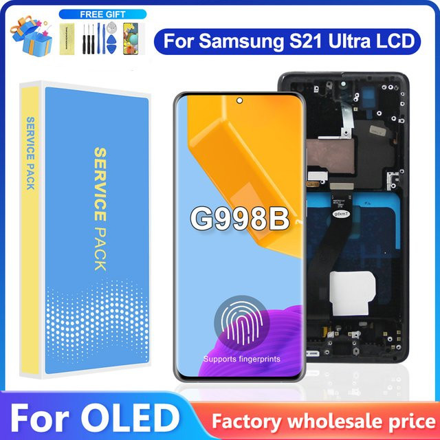Samsung AMOLED Display mit Touchscreen und Rahmen für Galaxy S21 Ultra 5G (Modell G998B/DS), Schwarz - Bild 1