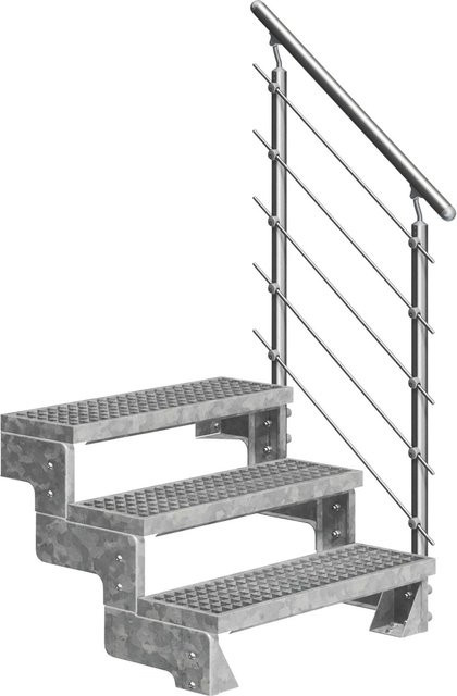 Dolle Außentreppe Gardentop mit 3 Gitterroststufen und Geländer aus Edelstahl, Breite: 80 cm - Bild 1