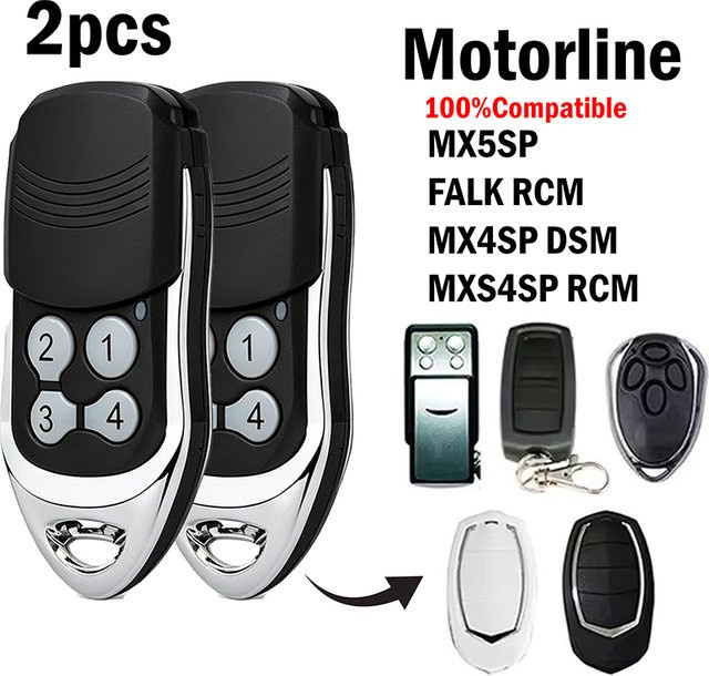 Kompatible Motorline Garagen-Fernbedienung 433,92 MHz in Schwarz für MX5SP FALK RCM MX4SP DSM MXS4SP RCM Garagentoröffner - Bild 1