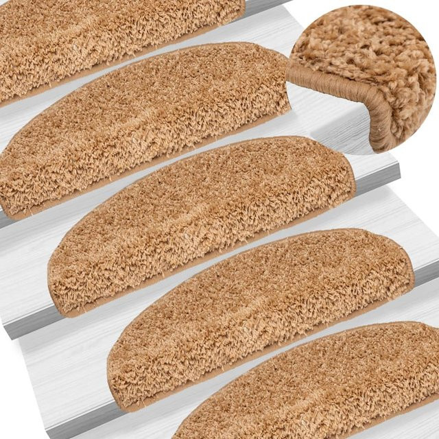 vidaXL Treppenmatten 15 Stück Beige, rutschfest und selbstklebend, B/T/H: 65 x 21 x 4 cm - Bild 2