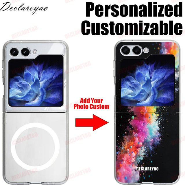 Personalisierte DIY-Foto-Schutzhülle von DECLAREYAO für Samsung Galaxy Z Flip 7 6 5 4 3 oder Z Fold, transparente matte Handyhülle mit individuellem Namen - Bild 1