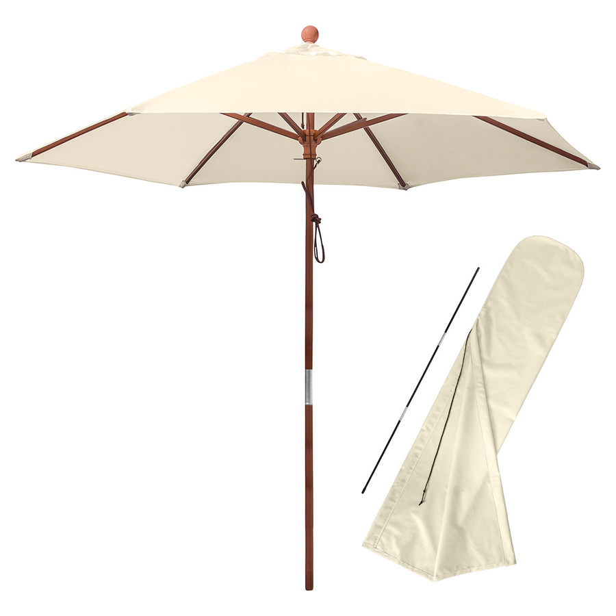 anndora Landhausschirm Bistroschirm rund in Beige mit UPF 50+ Sonnenschutz, Durchmesser: 250 cm - Bild 1