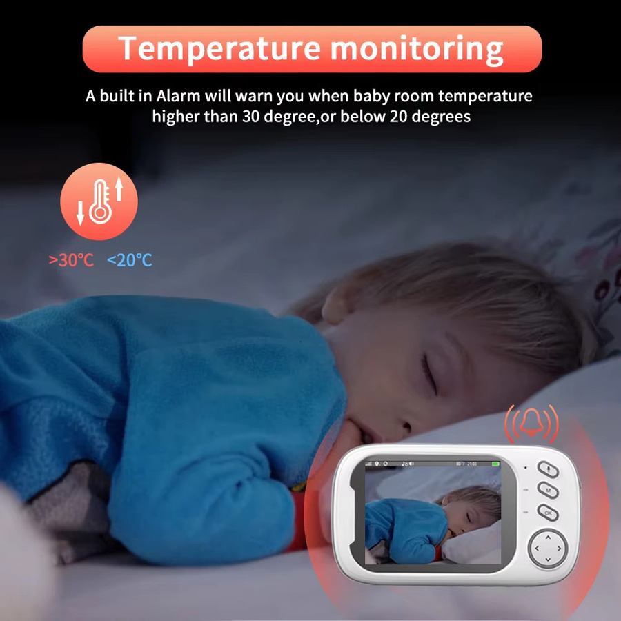 Cdycam Wireless Video Babyphone mit 3,5 Zoll Display, Nachtsicht, Temperaturüberwachung und 2-Wege-Audio in Weiß - Bild 3