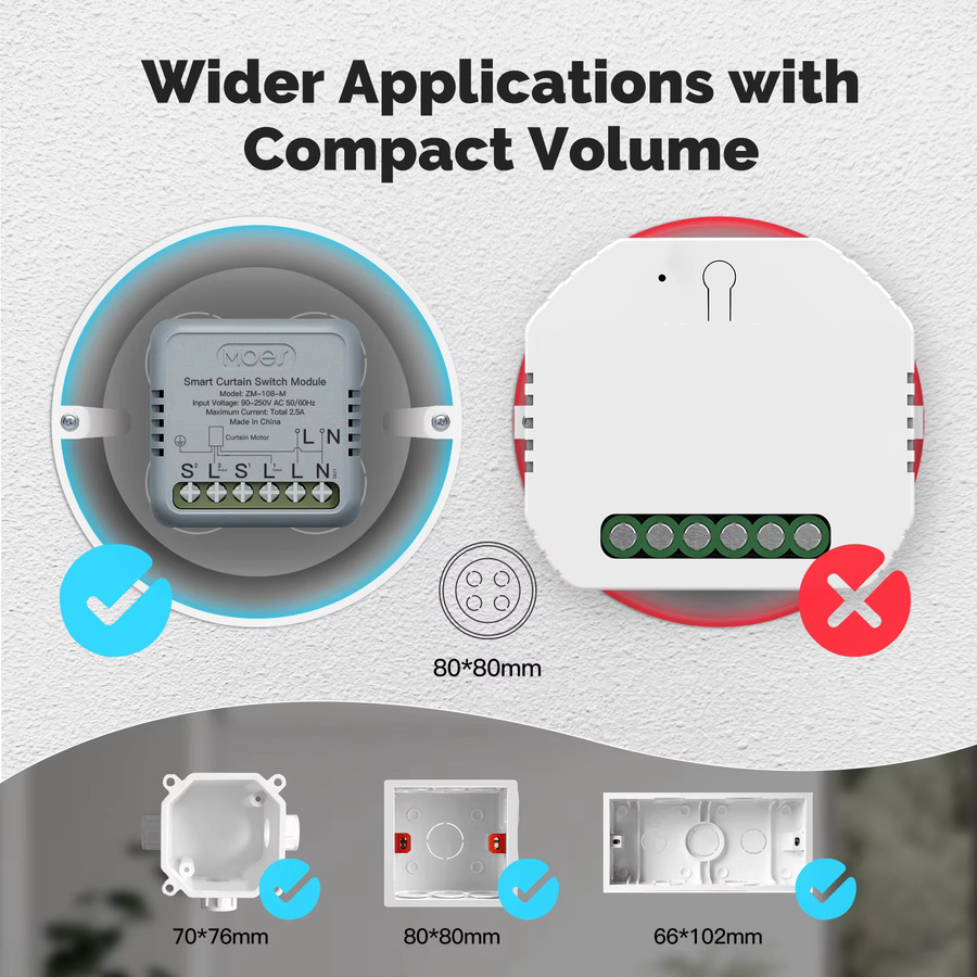 MOES Smart Vorhangschalter WiFi/ZigBee Modul in Weiß, Tuya Rocker Reset kompatibel mit App und Fernbedienung für Alexa und Google Home - Bild 2
